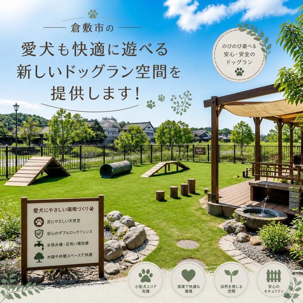 倉敷市の愛犬も快適に遊べる新しいドッグラン空間を提供します!